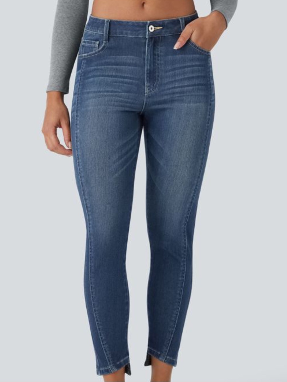 Halara Women M Petite Denim Flex Mid Low Rise Zipper Pockets Casual Skinny Jeans